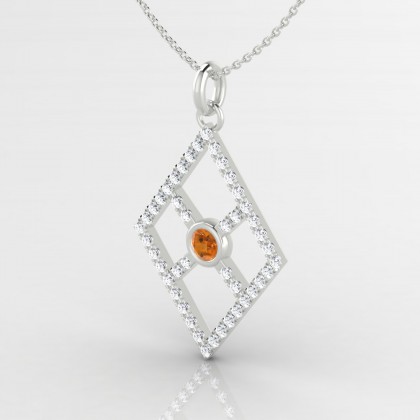 Symétrie Pendentif Citrine en Or blanc 18k