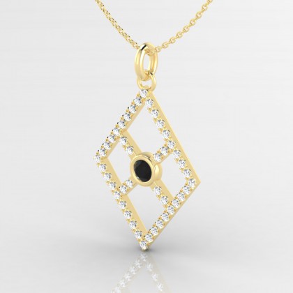Symétrie Pendentif Diamant noir en Or jaune 18k