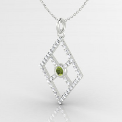 Symétrie Pendentif Péridot en Or blanc 18k