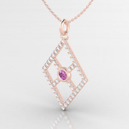 Symétrie Pendentif Saphir rose en Or rose 18k