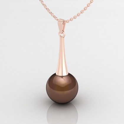 Tururia Pendentif Perle d'eau douce chocolat en Or rose 18k