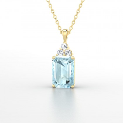 Admiration Pendentif Aigue-marine en Or jaune 18k