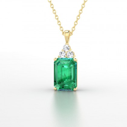 Admiration Pendentif Emeraude en Or jaune 18k