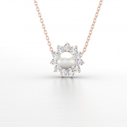 Alabama Pendentif Perle d'eau douce blanche en Or rose 18k