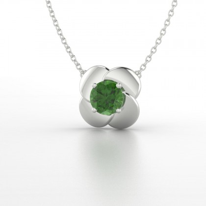 Anémone Pendentif Tourmaline en Or blanc 18k