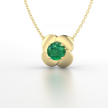 Anémone Pendentif Emeraude en Or jaune 18k