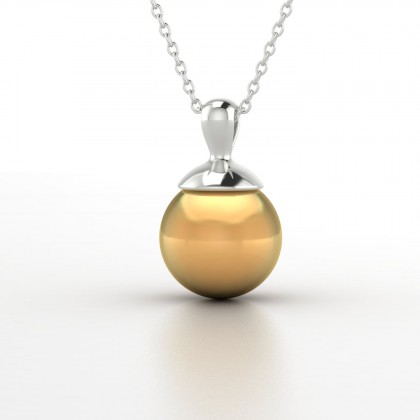 Aniata Pendentif Perle d'eau douce dorée en Or blanc 18k