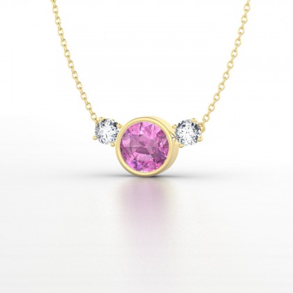 Antigone Pendentif Saphir rose en Or jaune 18k