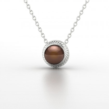 Areata Pendentif Perle d'eau douce chocolat en Or blanc 18k