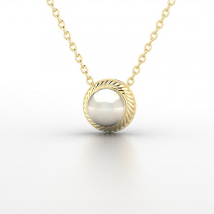 Areata Pendentif Perle d'eau douce blanche en Or jaune 18k