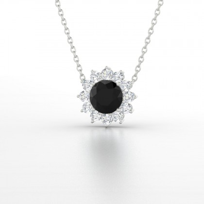 Arizona Pendentif Diamant noir en Or blanc 18k