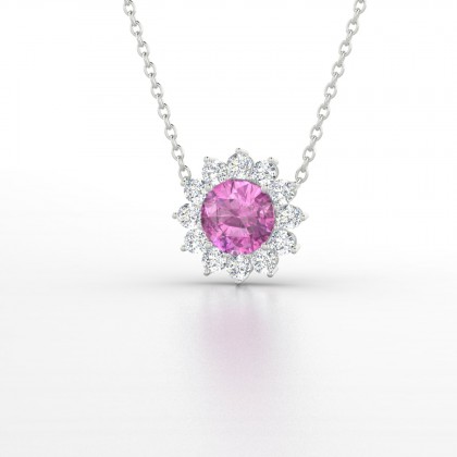 Arizona Pendentif Saphir rose en Or blanc 18k