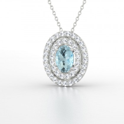 Armance Pendentif Aigue-marine en Or blanc 18k