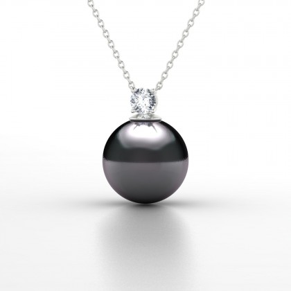 Arutua Pendentif Perle d'eau douce noire en Or blanc 18k