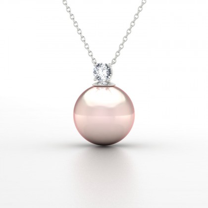 Arutua Pendentif Perle d'eau douce rose en Or blanc 18k