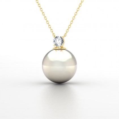 Arutua Pendentif Perle d'eau douce blanche en Or jaune 18k