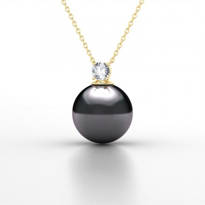 Arutua Pendentif Perle d'eau douce noire en Or jaune 18k