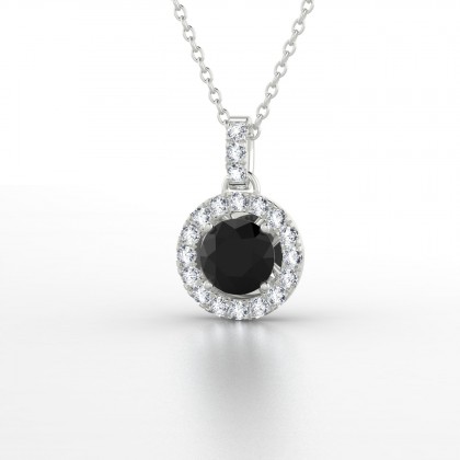 Aurélia Pendentif Diamant noir en Or blanc 18k