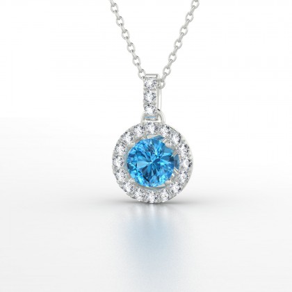 Aurélia Pendentif Topaze en Or blanc 18k