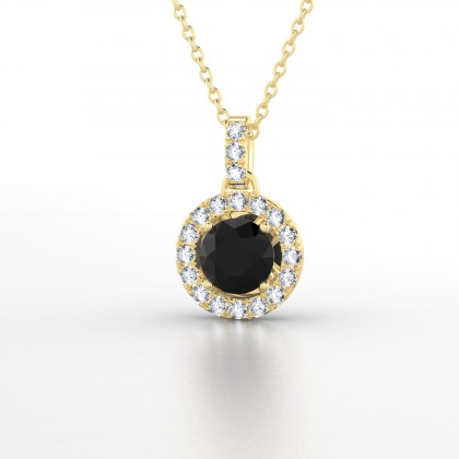 Aurélia Pendentif Diamant noir en Or jaune 18k