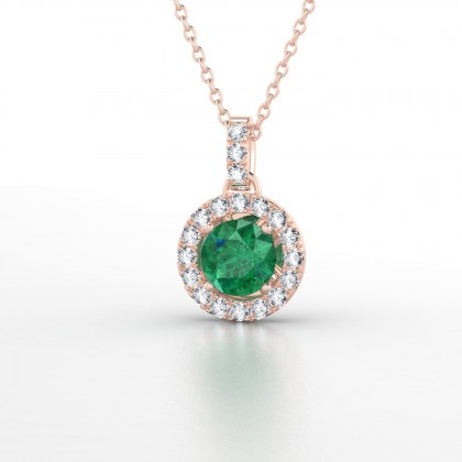 Aurélia Pendentif Emeraude en Or rose 18k