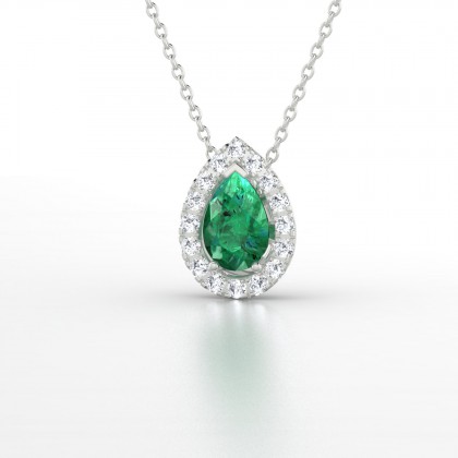 Barbara Pendentif Emeraude en Or blanc 18k