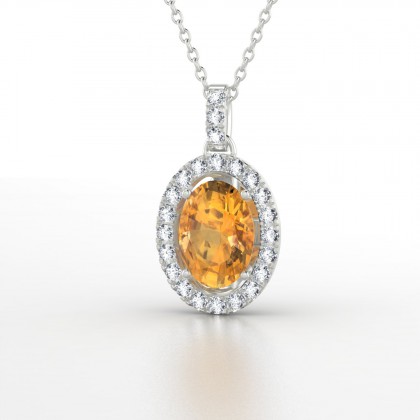 Célestine Pendentif Citrine en Or blanc 18k