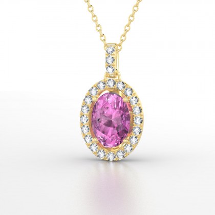 Célestine Pendentif Saphir rose en Or jaune 18k