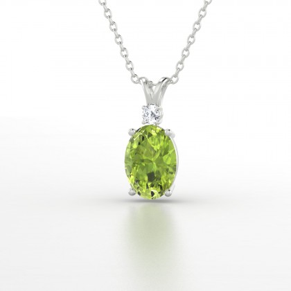 Charlène Pendentif Péridot en Or blanc 18k