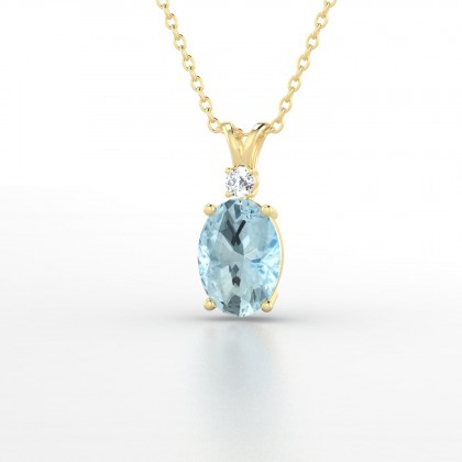 Charlène Pendentif Aigue-marine en Or jaune 18k