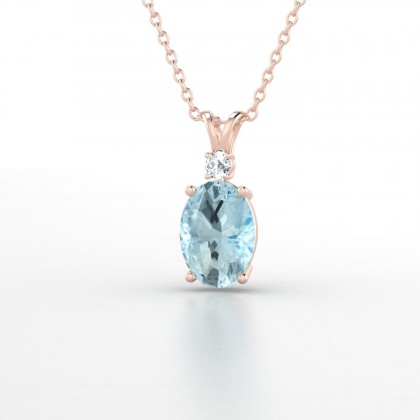 Charlène Pendentif Aigue-marine en Or rose 18k