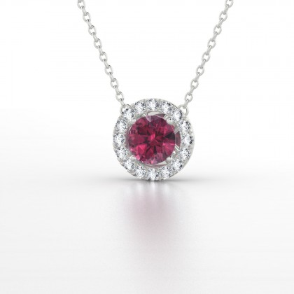 Cléa Pendentif Grenat en Or blanc 18k