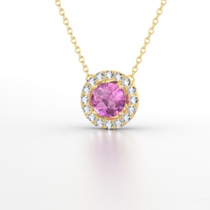 Cléa Pendentif Saphir rose en Or jaune 18k