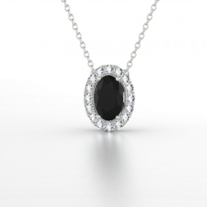 Clothilde Pendentif Diamant noir en Or blanc 18k
