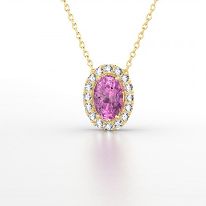 Clothilde Pendentif Saphir rose en Or jaune 18k