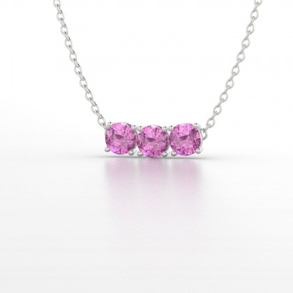 Clymène Pendentif Saphir rose en Or blanc 18k