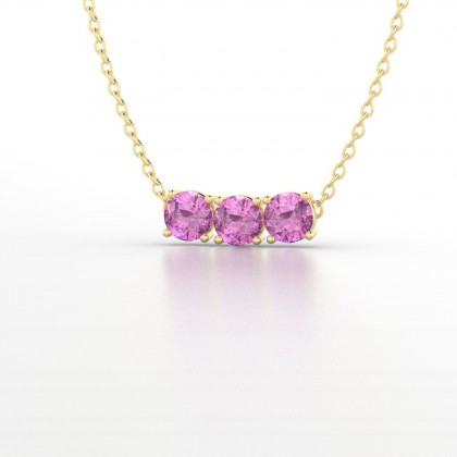 Clymène Pendentif Saphir rose en Or jaune 18k