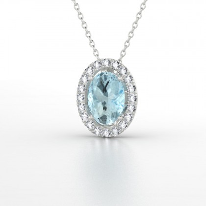 Colombe Pendentif Aigue-marine en Or blanc 18k