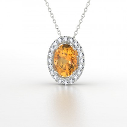 Colombe Pendentif Citrine en Or blanc 18k