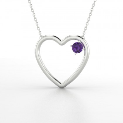 Cupidon Pendentif Améthyste en Or blanc 18k