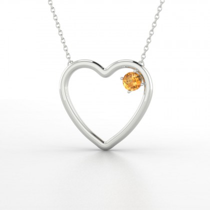 Cupidon Pendentif Citrine en Or blanc 18k