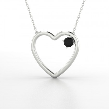 Cupidon Pendentif Diamant noir en Or blanc 18k