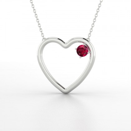 Cupidon Pendentif Rubis en Or blanc 18k