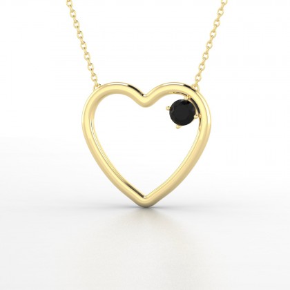Cupidon Pendentif Diamant noir en Or jaune 18k