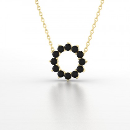 Dakota Pendentif Diamant noir 0,18 carat en Or jaune 18k