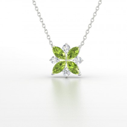 Daria Pendentif Marquises Péridot en Or blanc 18k