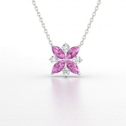 Daria Pendentif Marquises Saphir rose en Or blanc 18k
