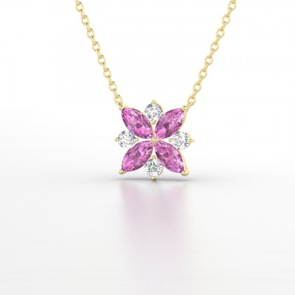 Daria Pendentif Marquises Saphir rose en Or jaune 18k