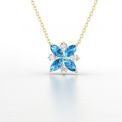 Daria Pendentif Marquises Topaze en Or jaune 18k
