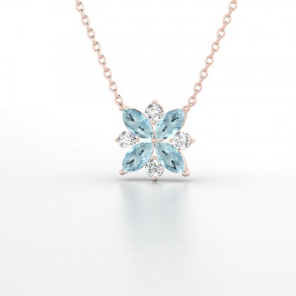 Daria Pendentif Marquises Aigue-marine en Or rose 18k